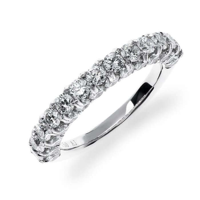 a white gold ring with diamonds