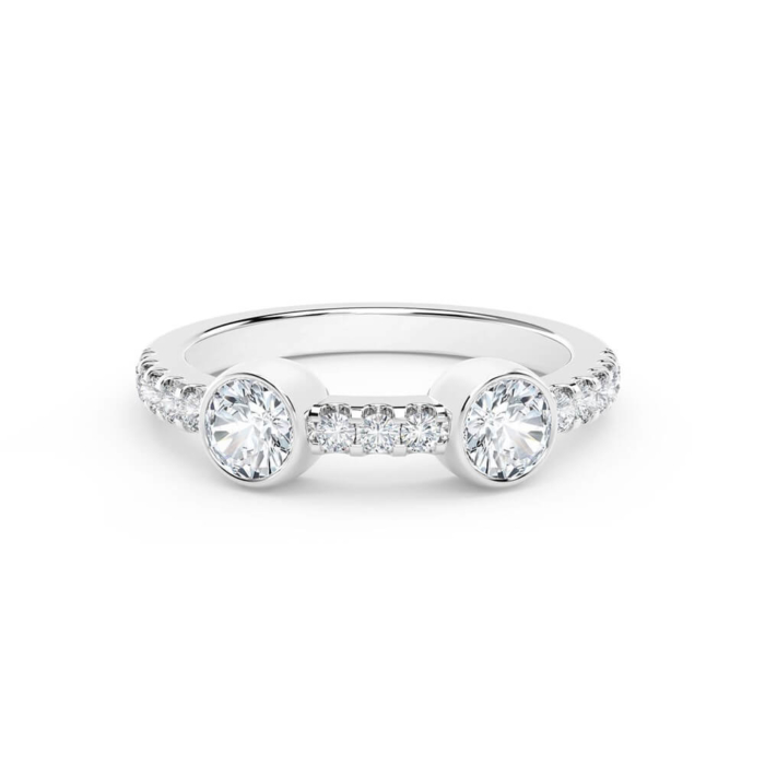 a three stone engagement ring with diamonds on the side