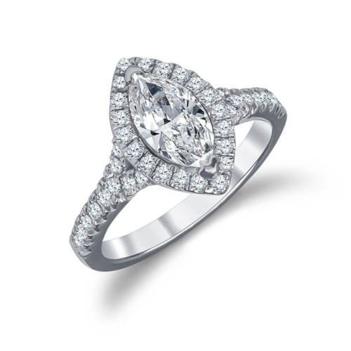 a pear shaped diamond ring with diamonds around it