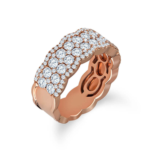 a rose gold ring with white diamonds