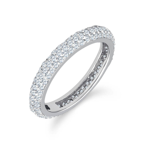 a diamond set wedding ring on a white background
