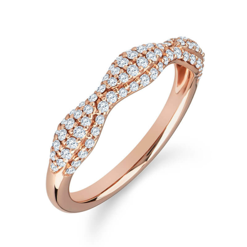 a rose gold ring with diamonds on it