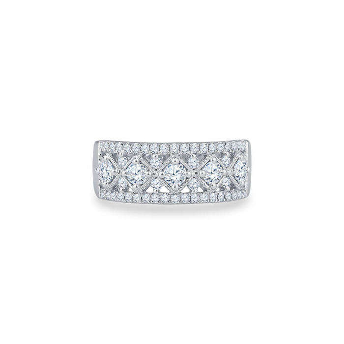 a white gold ring with diamonds