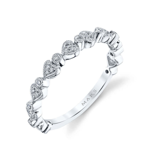 a white gold wedding band with diamonds