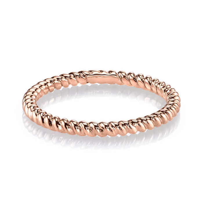 a rose gold ring with twisted rope detailing