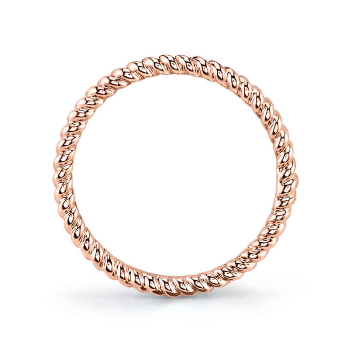 a rose gold ring with a twisted design