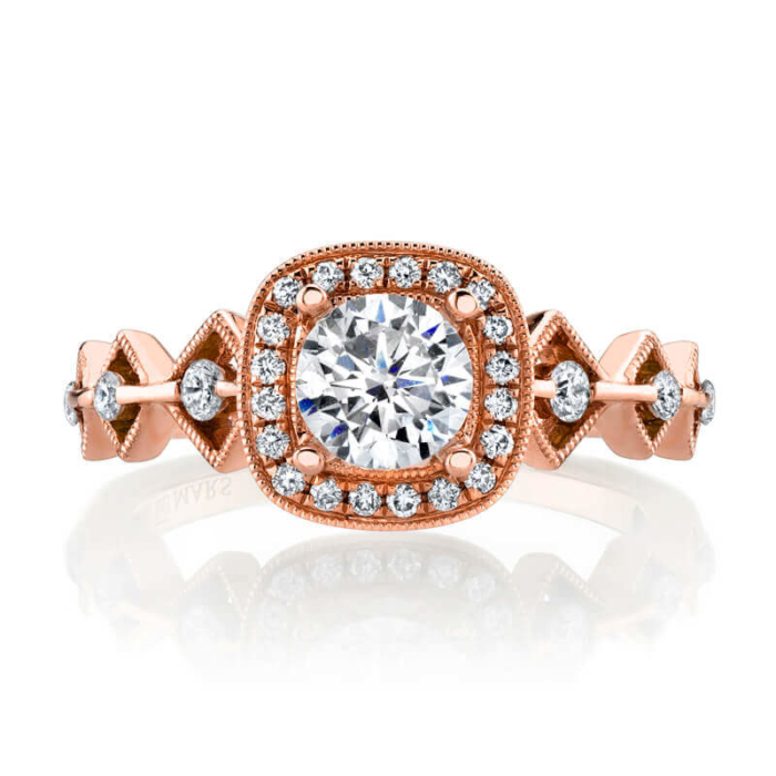 a rose gold engagement ring with diamonds