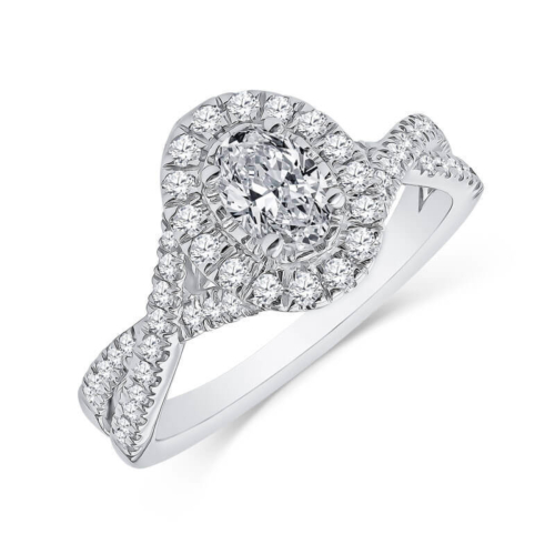 a white gold ring with diamonds on it